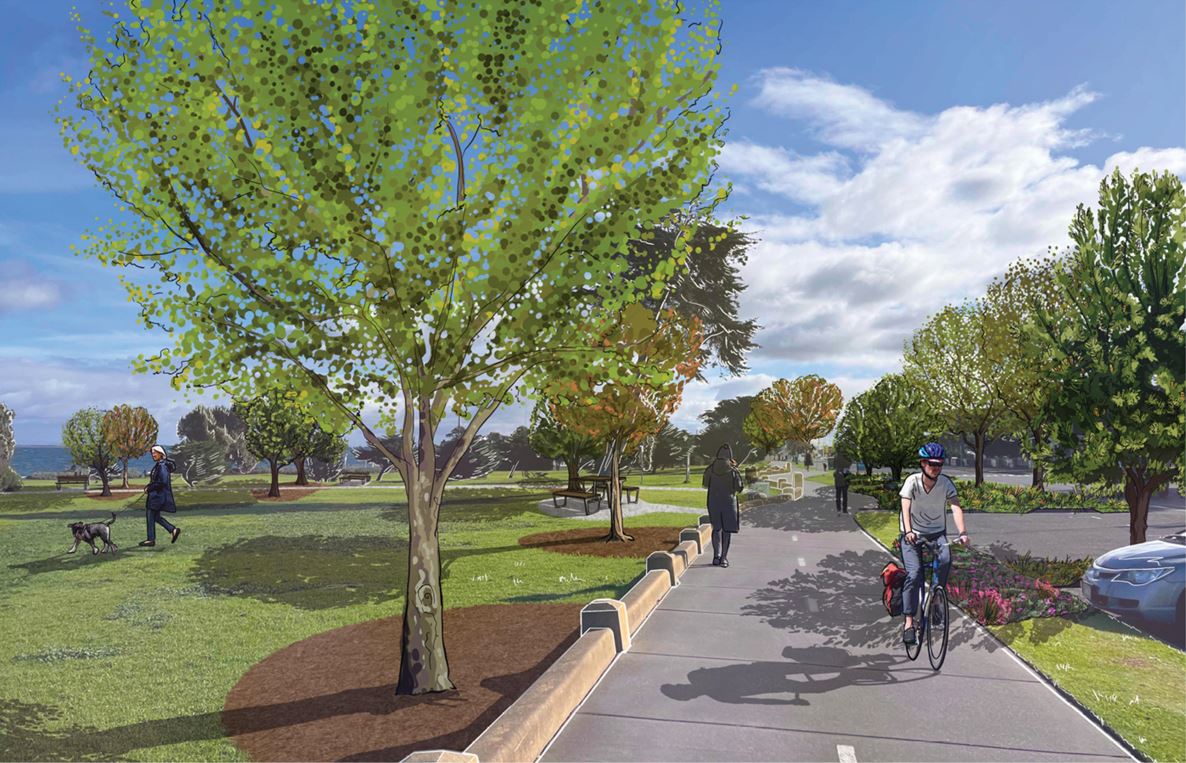 Proposed view: Proposed view looking west between Hatt Reserve & The Esplanade